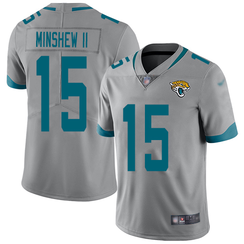 Men Nike Jacksonville Jaguars 15 Gardner Minshew II Silver Stitched NFL Limited Inverted Legend Jersey